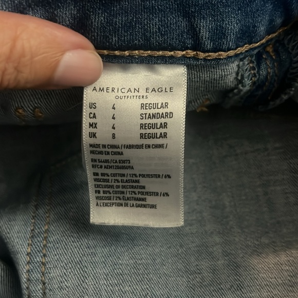 American Eagle High Rise Denim Mini Skirt Size 4 Stretch Sparkle Western Country - Picture 9 of 11